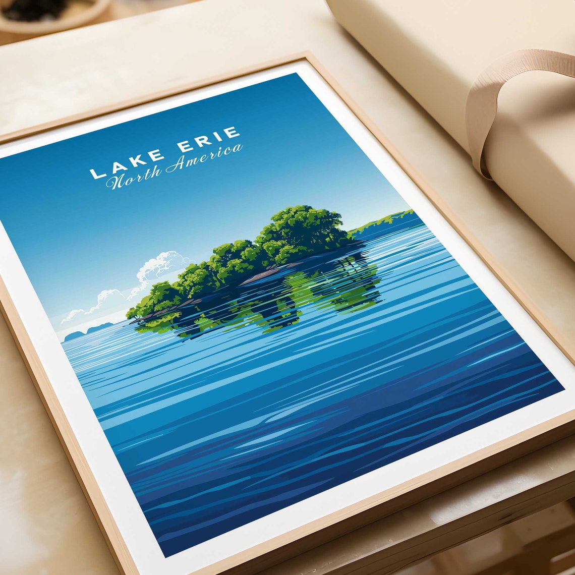 Lake Erie Travel Poster Great Lakes Travel Print Wall Art Lake Erie Poster Gift Home Decor Lake Erie Art Lover Gift Lake Erie Artwork