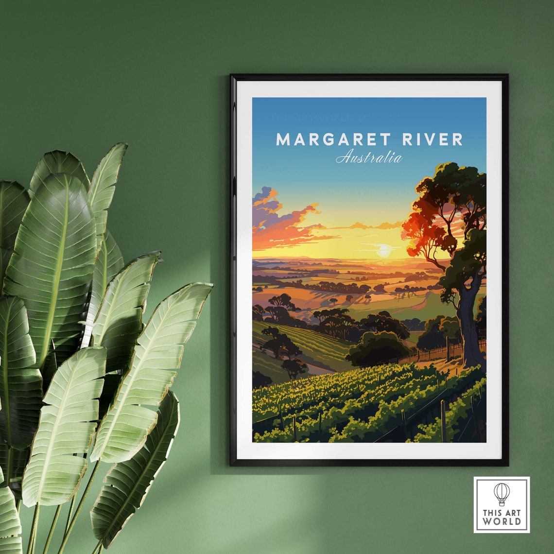 Margaret River Australia Vineyard Sunset Rolling Hills Poster - Image 2
