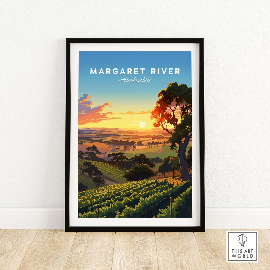 Margaret River Australia Vineyard Sunset Rolling Hills Poster