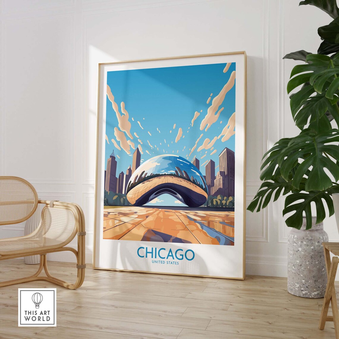 Chicago Travel Poster, Home Decor Wall Art - Image 3
