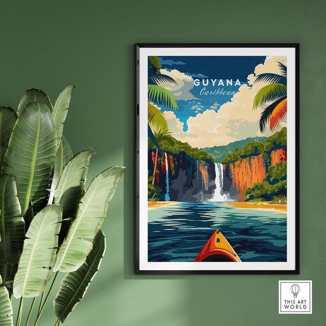 Guyana Caribbean Waterfall River Kayak Bow Jungle Adventure Poster - Image 2
