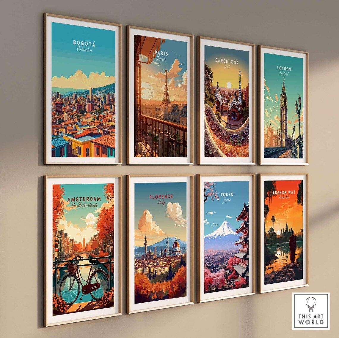 Modern Bogotá Colombia City Skyline Mountain Sunset Travel Poster - Image 3