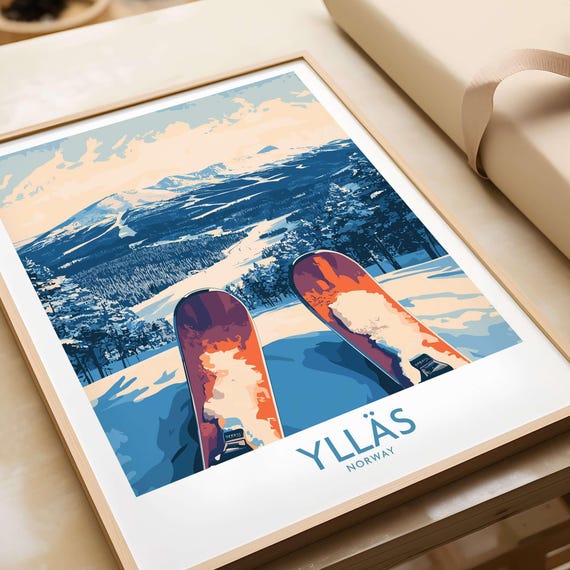 Ylls Ski Art Print, Norway Ski Lodge Decor