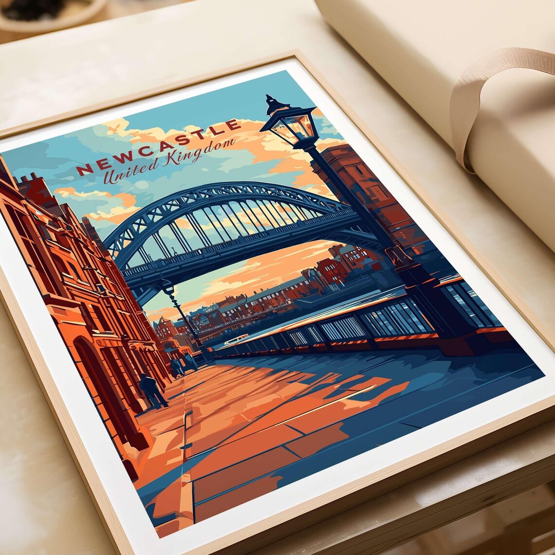 Newcastle United Kingdom Tyne Bridge Quayside Lamp Post Travel Poster - Image 4