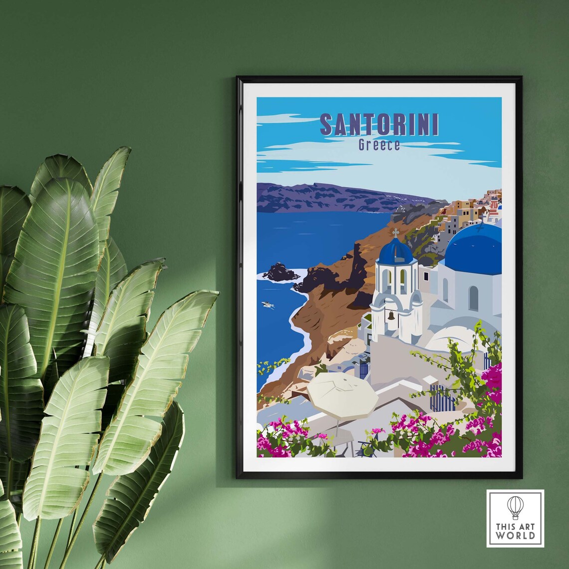 Santorini Greek Island Travel Poster, Fine Art Print - Image 2