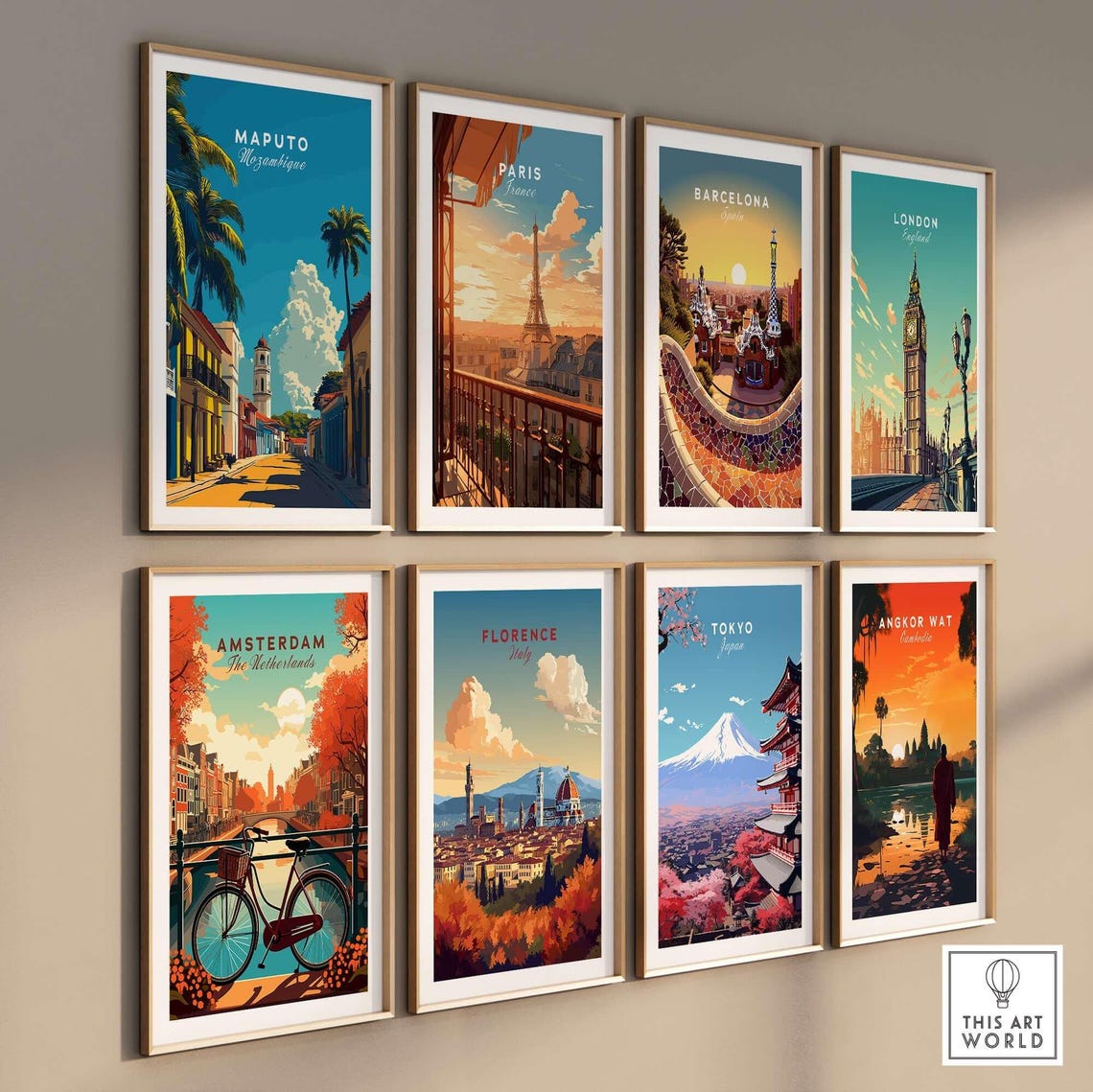 Maputo Mozambique Colonial Street Palm Trees Golden Sunlight Poster - Image 3