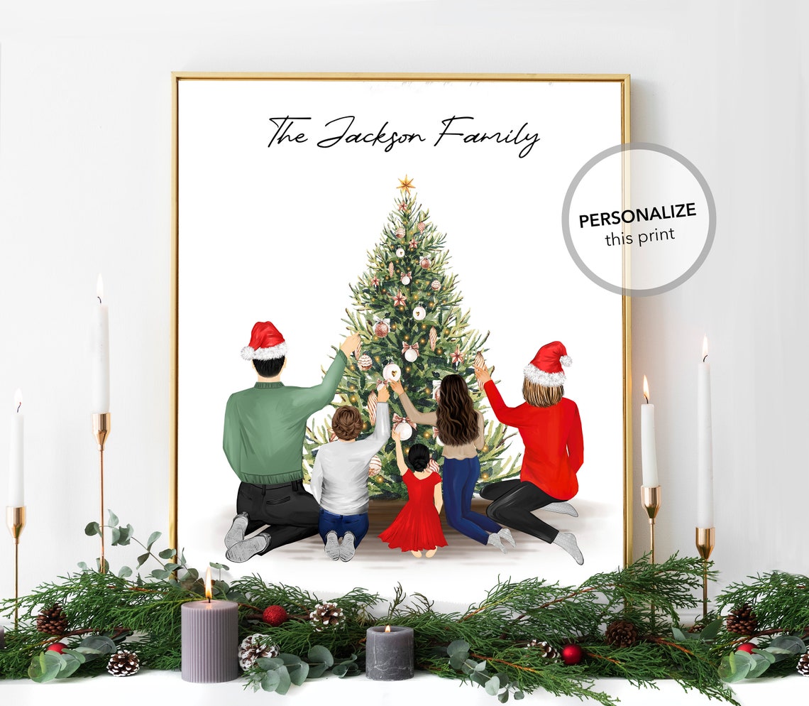 Personalized Family Christmas Tree Decorating Holiday Custom Poster - Image 2