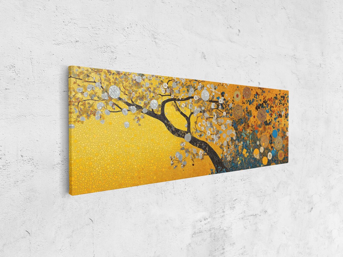 Elaborate Nature Tapestry, Gold Floral Tree Design - Image 4