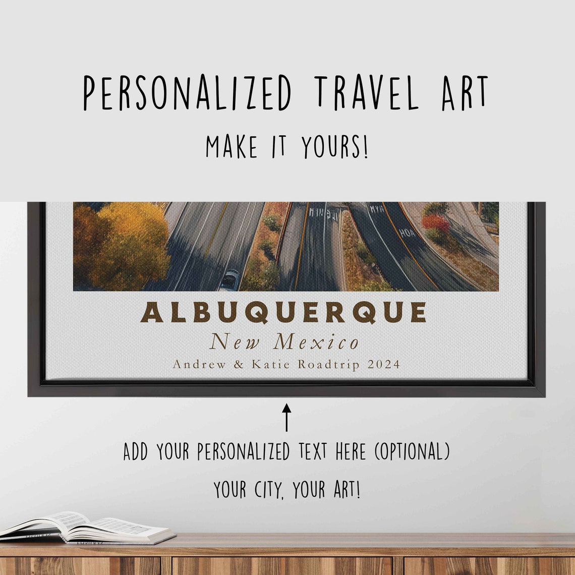 Albuquerque New Mexico Autumn Road Mountain Aerial Travel Poster - Image 4