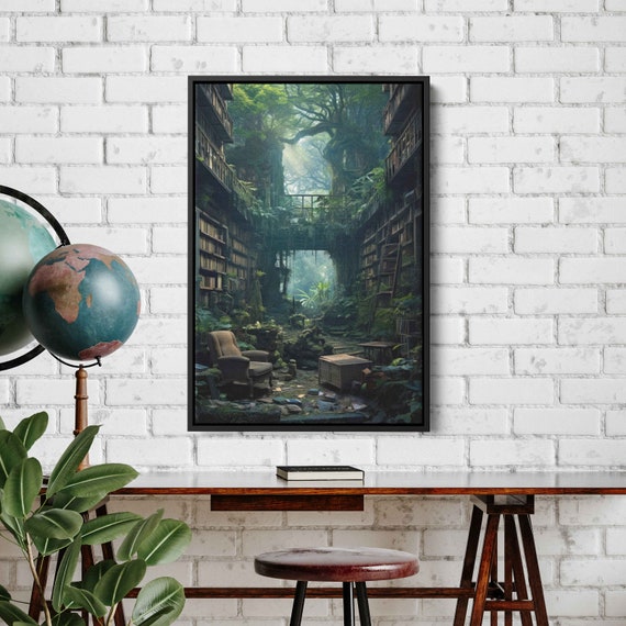 Magical Treehouse With Library In It Perfect Book Reading Nook Art On Ready To Hang Gift For Bookworms And Librarians