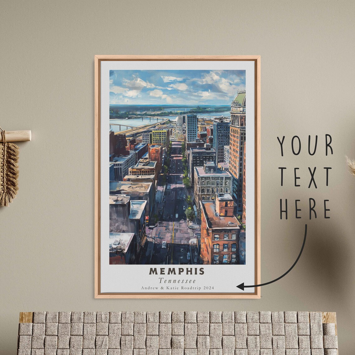 Memphis Tennessee Downtown Street Aerial Mississippi River View Poster - Image 3