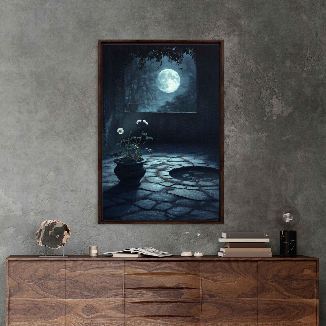 Moonlit Terrace, Ethereal Atmosphere Shadows And Solitude - Image 3