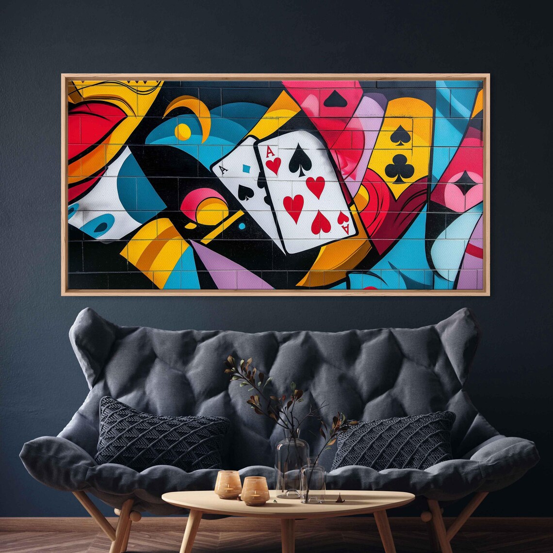 Pair Of Aces Mural Wall Art Print Man Cave Decor Gift For Him Playing Cards Ready To Hang - Image 3