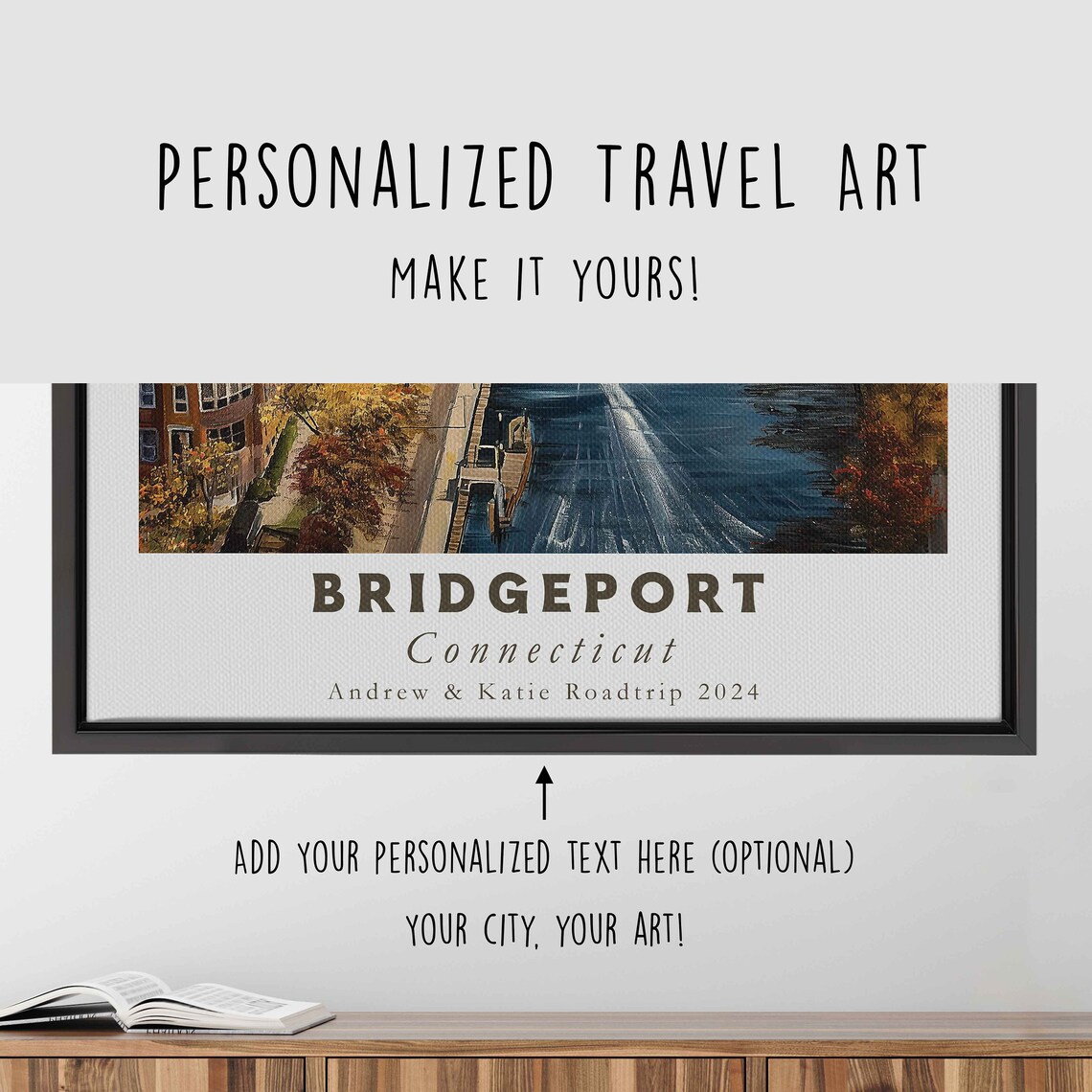 Bridgeport Connecticut River City Aerial Autumn View Travel Poster - Image 4