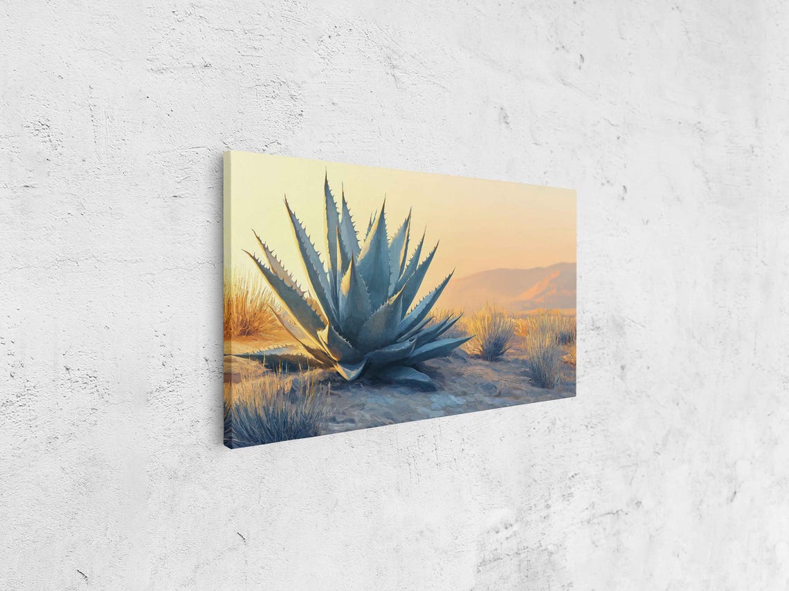 Agave Plant at Sunrise Soft Gold Desert Morning Light Poster - Image 4