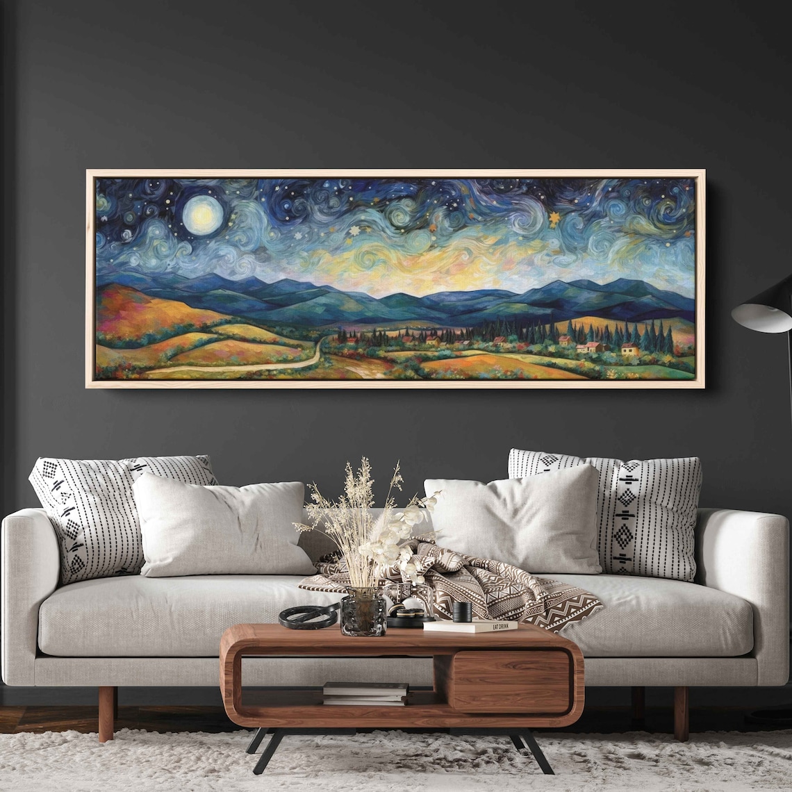 Starry Night Landscape Panoramic Art Print, Van Gogh-Inspired - Image 2