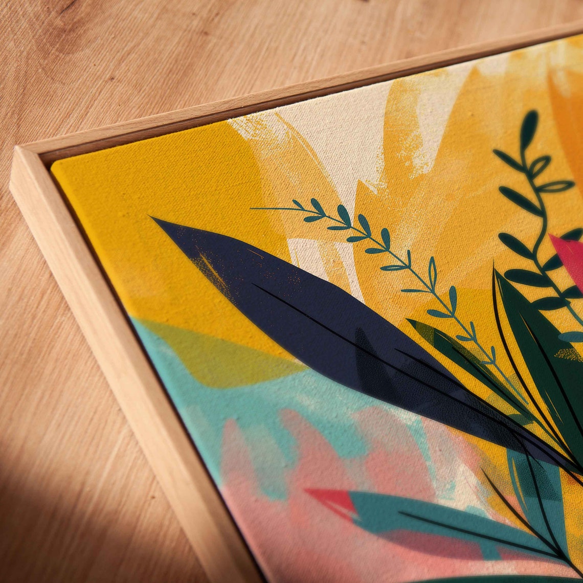 Abstract Boho Potted Plant Colorful Leaves Modern Botanical Art Print - Image 2