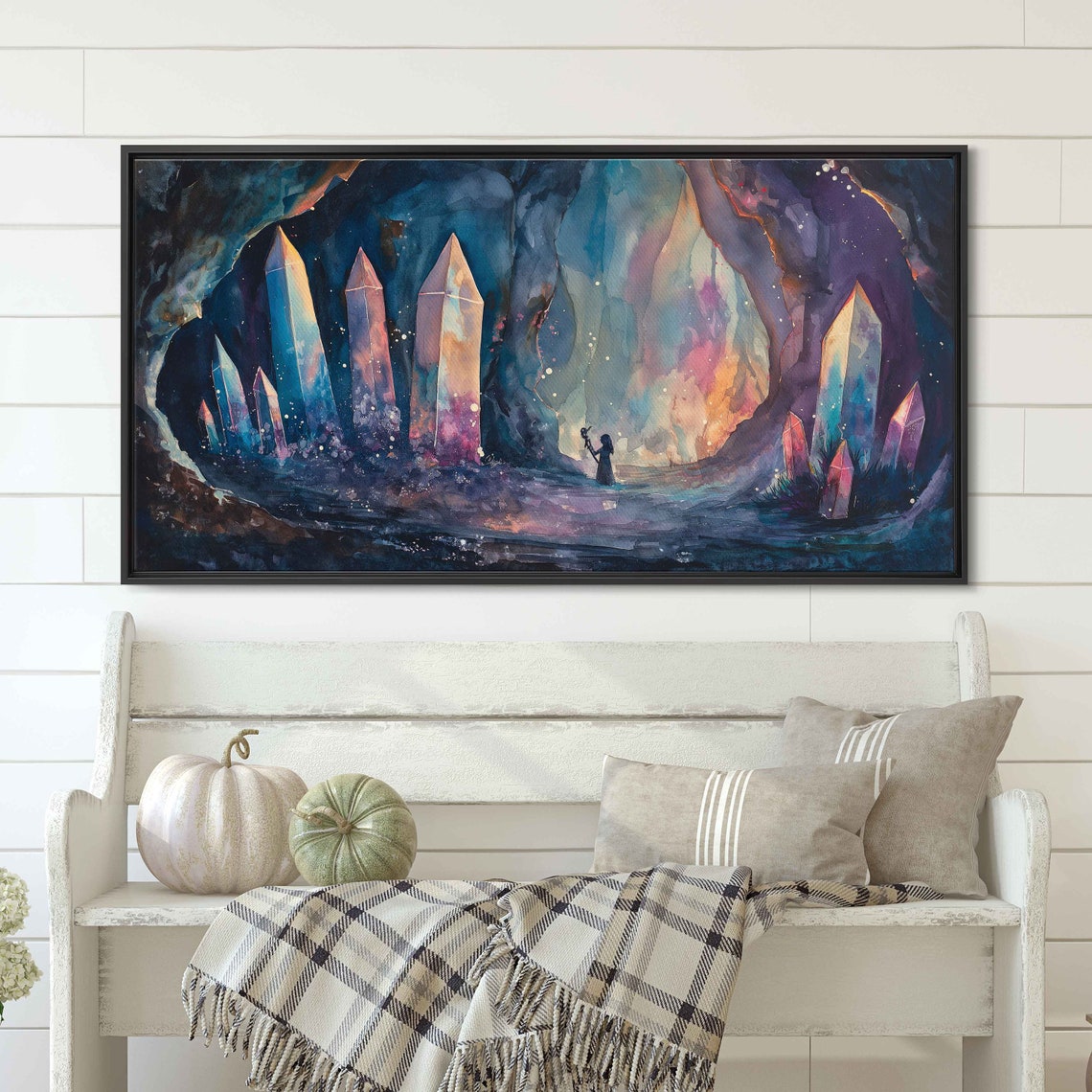 Glowing Crystal Cave Fantasy Gems Magical Cavern Adventure Poster