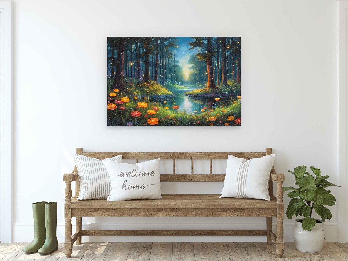 Whimsical Watercolor Magical Forest Print On Ready To Hang Framed Option Housewarming Gift For Her - Image 2