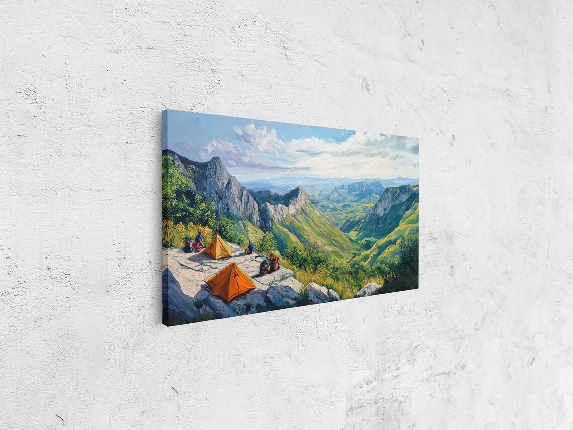 Mountain Range Campers, Summer Day Valley Scene - Image 4