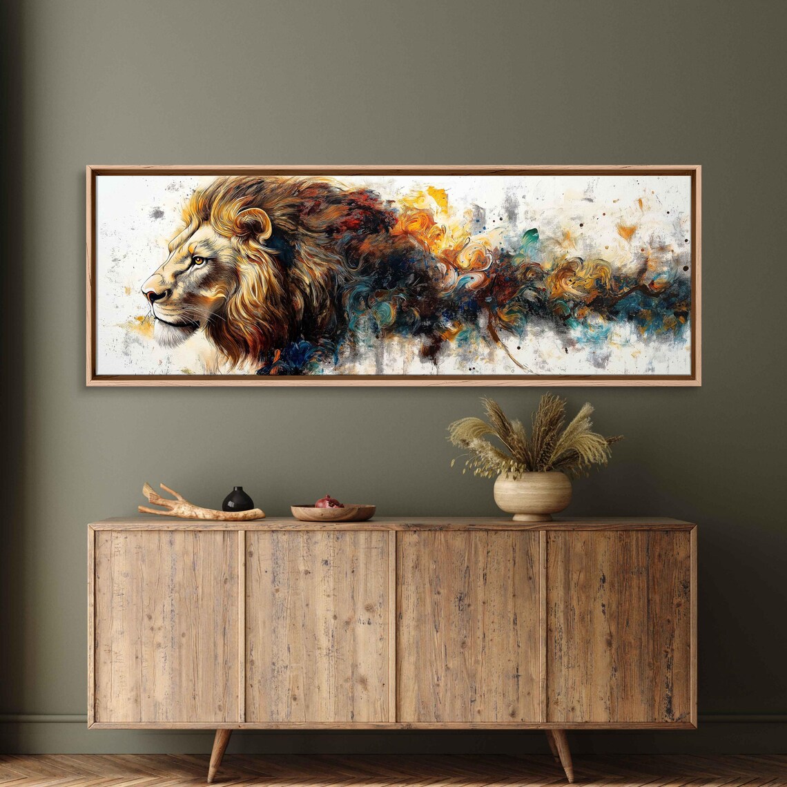 Lion Profile Dissolving Into Abstract Color Strokes Wildlife Art Poster - Image 3