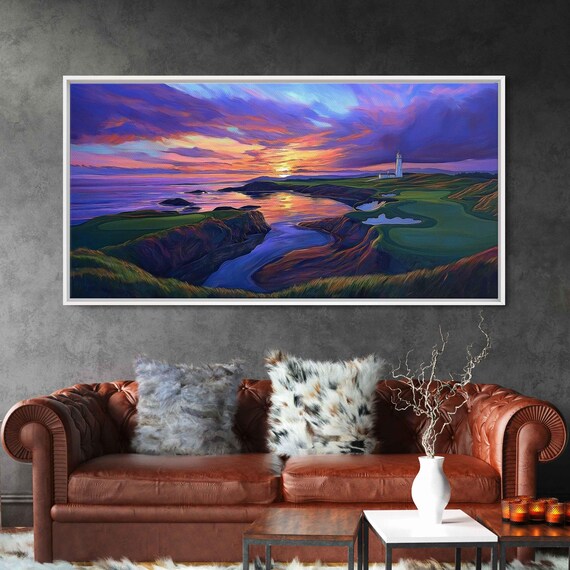 Turnberry Golf Course Sunset Ocean Lighthouse Links Golf Art Poster