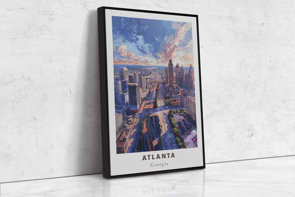 Atlanta Georgia Downtown Skyline Sunset Cityscape Travel Poster - Image 2