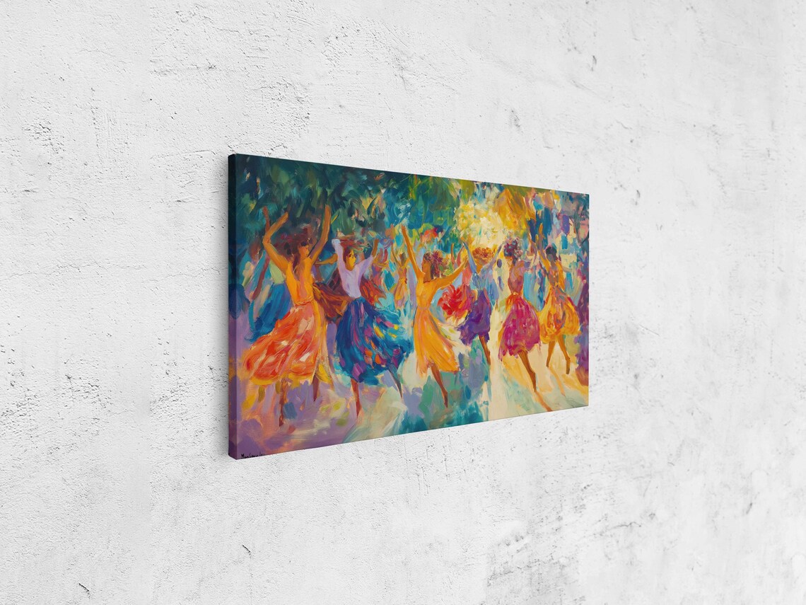 Joyful Festival Dancers Flowing Colorful Skirts Bright Dance Celebration Poster - Image 4