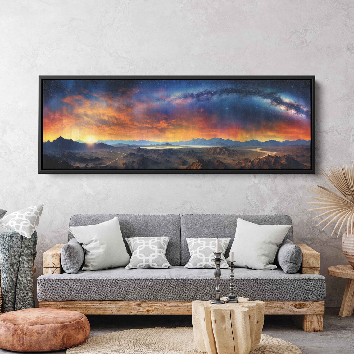 Starry Sky Mountains Art Print, Celestial Landscape