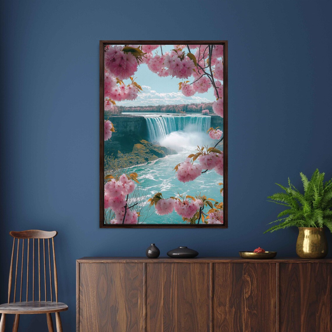 Niagara Falls By Cherry Blossoms Art Print