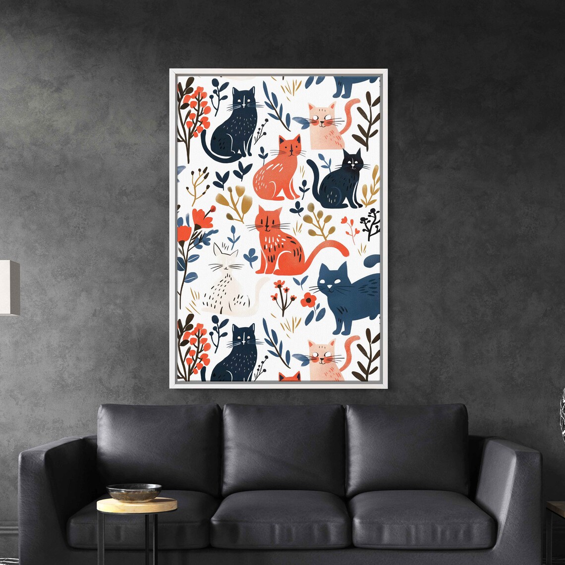 Colorful Cats and Flowers, Matisse-Inspired Art Print - Image 2