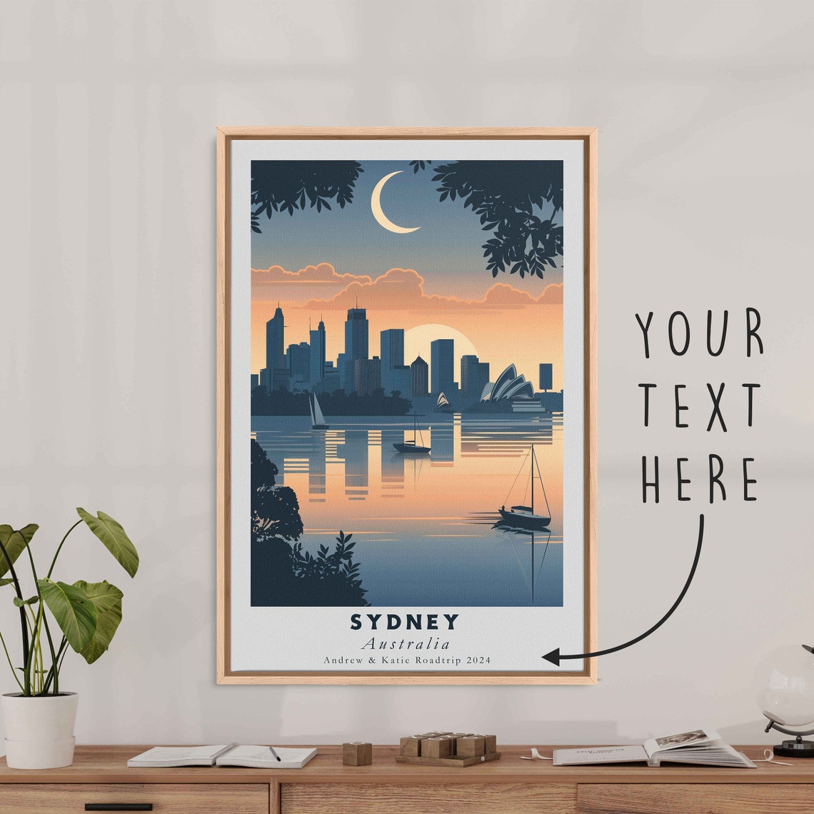 Sydney Australia Opera House Harbor Night Moon Travel Poster - Image 3