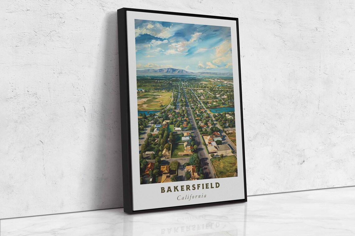 Bakersfield California Aerial Suburban Streets Mountain View Poster - Image 2