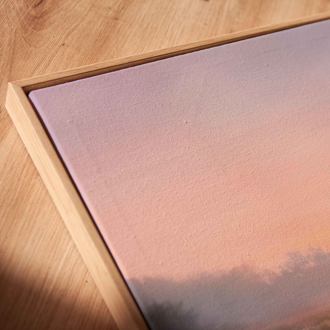 Misty Farmhouse Sunrise Pink Marshland Stream Oil Painting Wall Art - Image 2