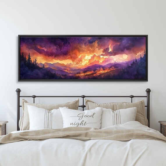 Dramatic Forest Fire Scene, Watercolor Vista