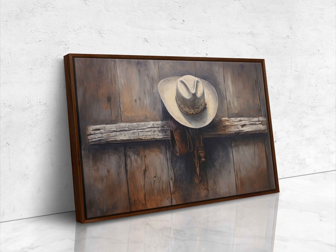 Rustic Cowboy Hat Framed Print Ready To Hang - Image 4