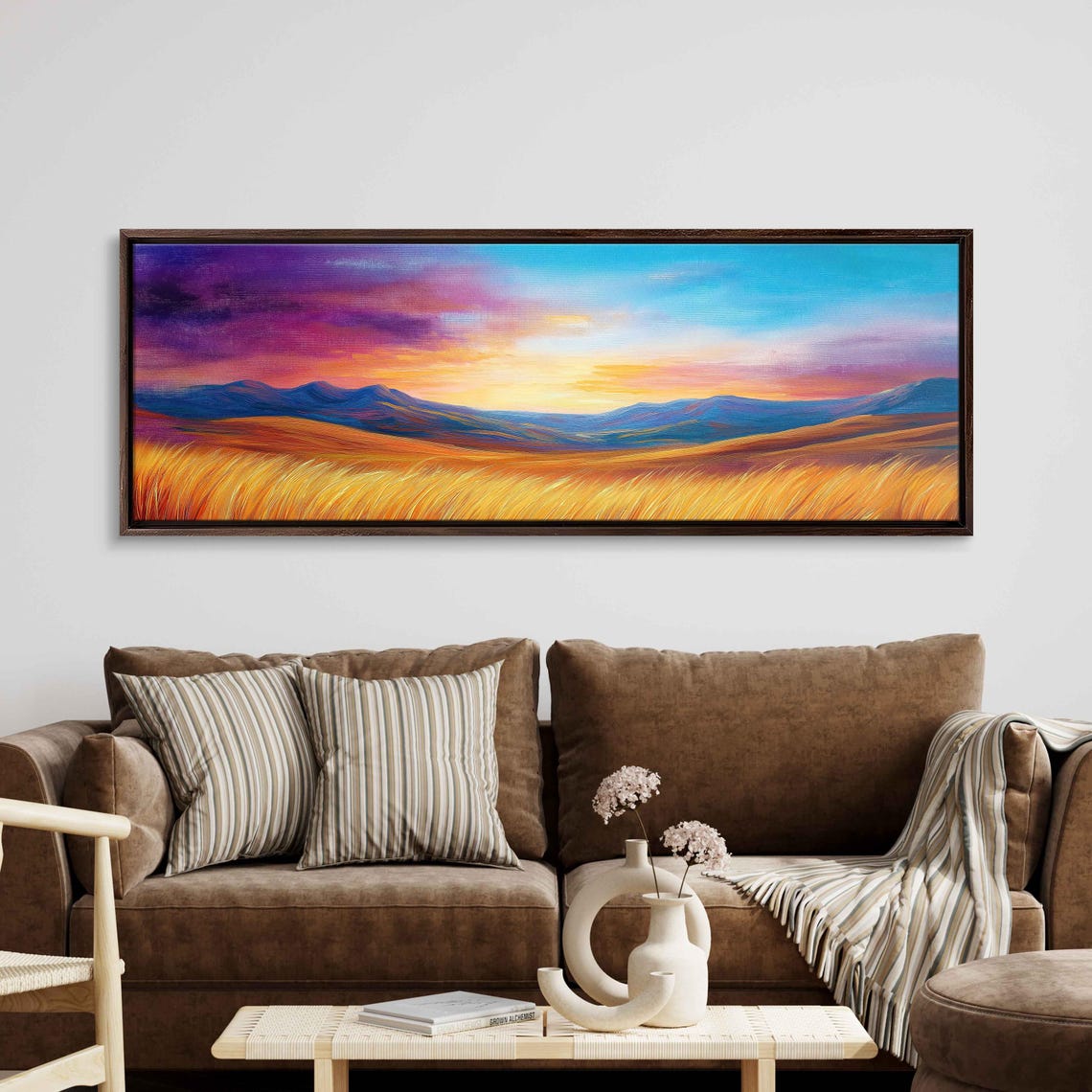 Peaceful Countryside Painting Wall Art Print Dusk Sky Rolling Hills Tranquil Beauty - Image 3