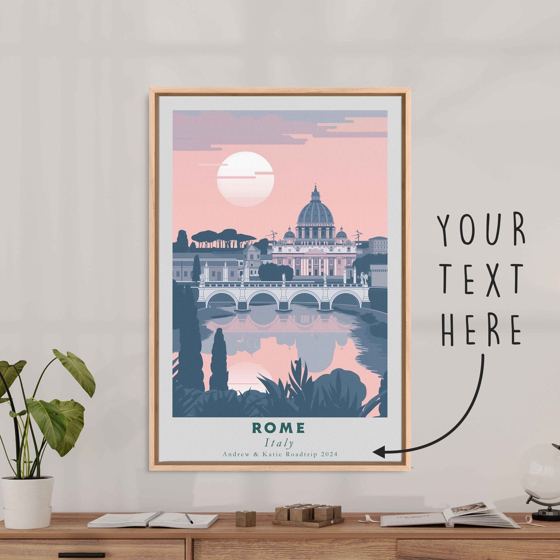 Rome Italy Saint Peters Basilica Bridge Sunset Travel Poster - Image 3