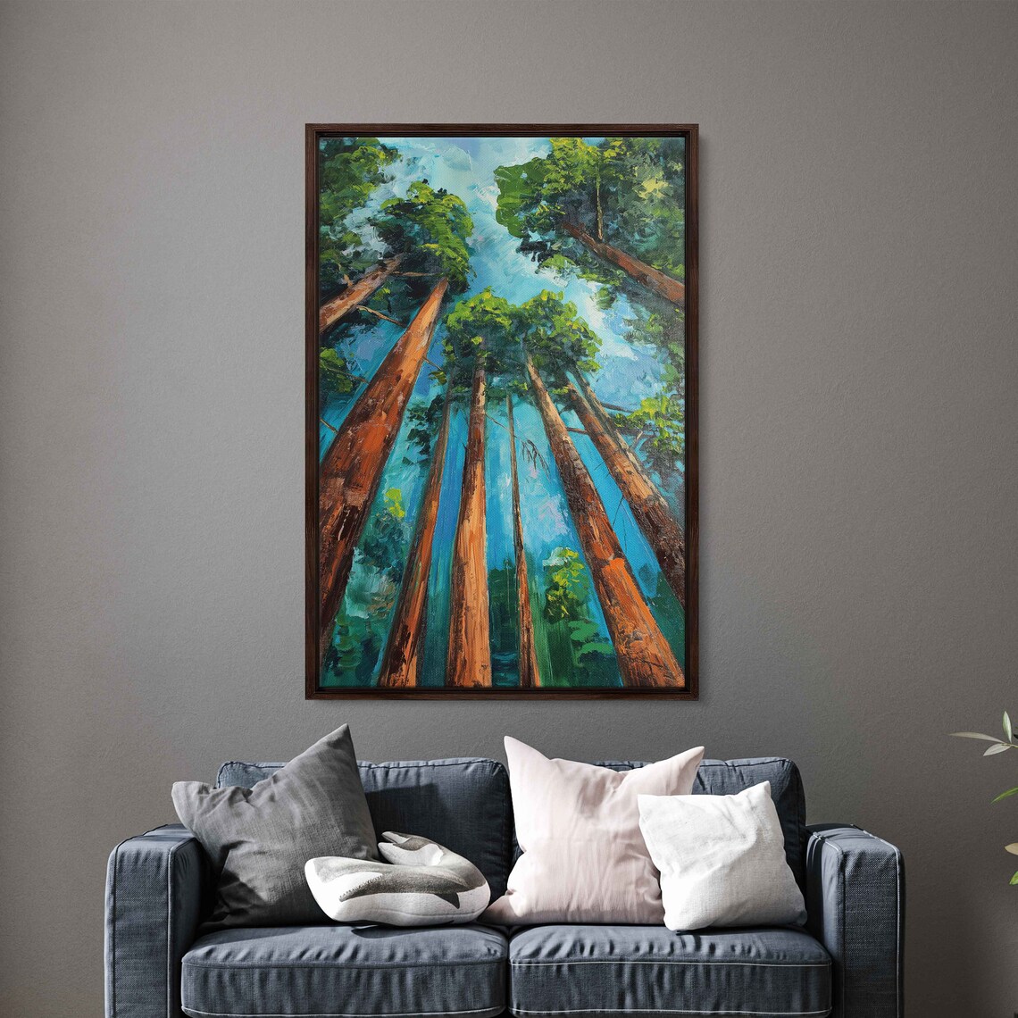 Acrylic Redwood Forest Wall Art Print Gift For Nature Lover Towering Trees Serene Outdoors Ready To Hang