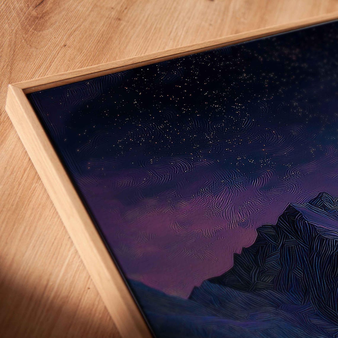 Enchanting Star Filled Sky Above Jagged Mountain Peaks Wall Art Print - Image 2