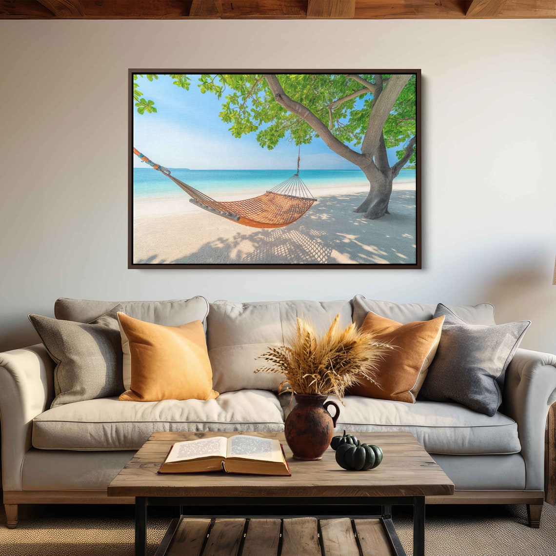 Hammock Under Beach Tree On Tropical White Sand Beach Day Poster - Image 2