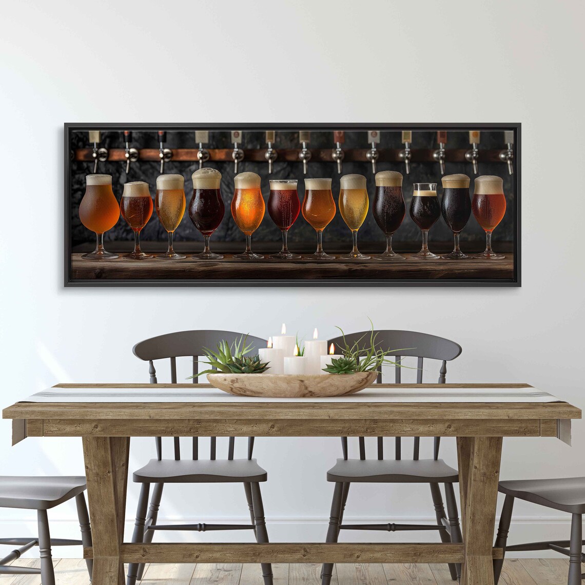 Draft Beer Row Twelve Glasses Taps Wall Panoramic Bar Photography Poster - Image 3