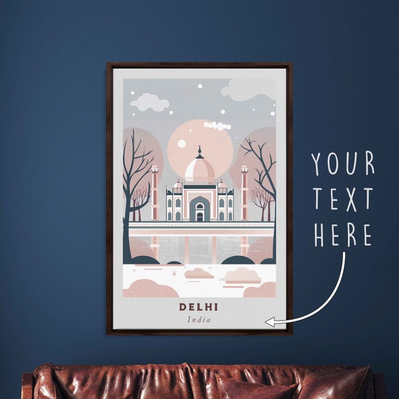 Delhi India Acrylic Painting Travel Art Framed Wall Art Framed Fine Art Poster Paper Print Travel Home Decor