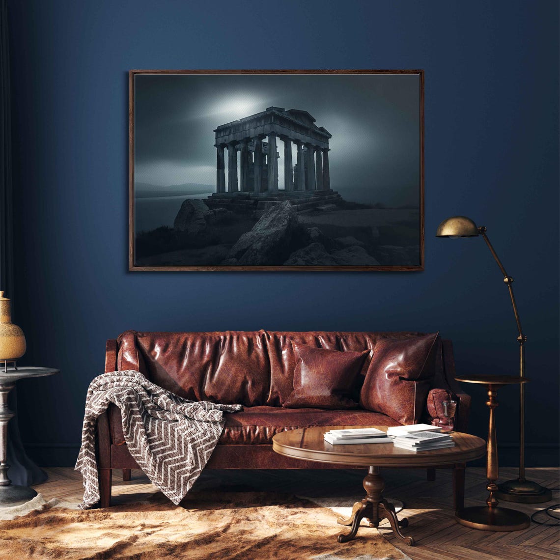 Ancient Greek Temple Ruins Wall Art Print Dramatic Sky Greek Mythology Stone Building Ready To Hang