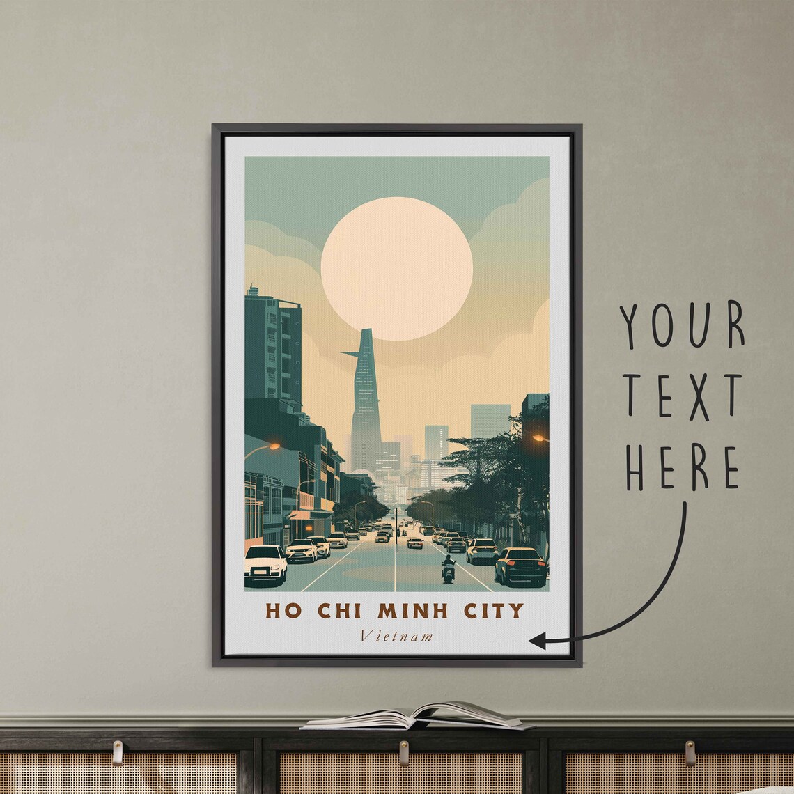 Ho Chi Minh City Vietnam Retro Street Bitexco Tower Sun Art Poster