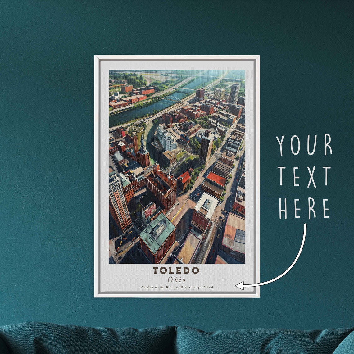 Toledo Ohio Aerial Downtown Riverfront Skyline Bright Day Poster - Image 3