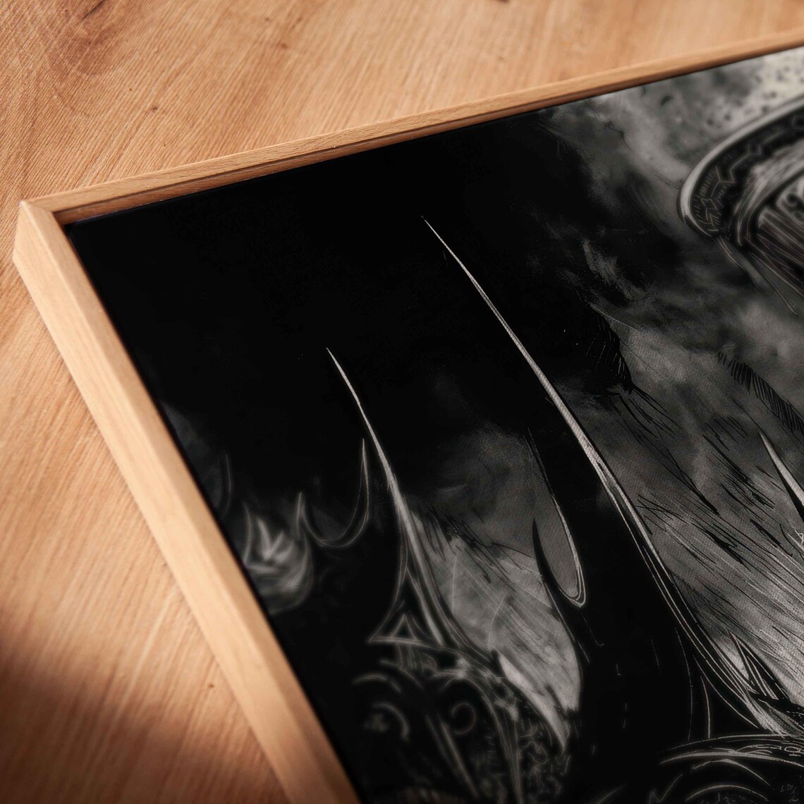 Ornate Gothic Chalice Goblet Rising From Dark Flames Ink Art Wall Poster - Image 2
