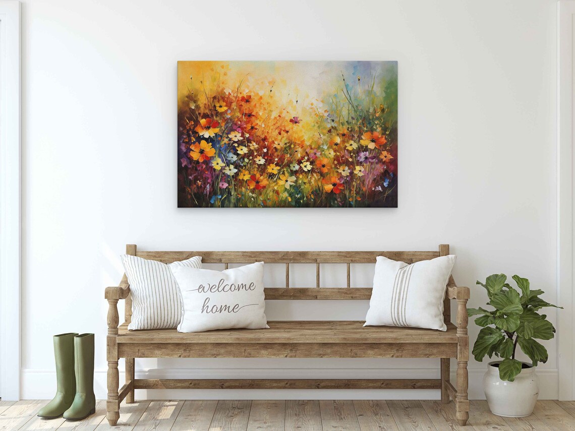 Colorful Wildflower Meadow Field Palette Knife Flower Art Poster - Image 2