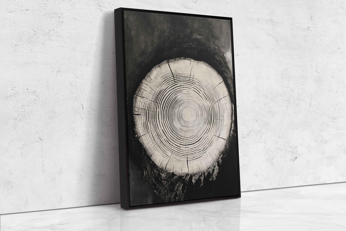 Tree Rings Art Wall Art Print Vintage Black And White Design Organic Wood Beauty - Image 4
