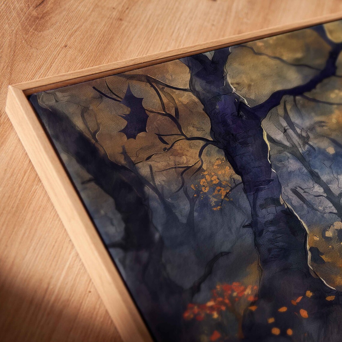 Cozy Moonlit Witches Cottage With Glowing Windows Black Cat And Bats Wall Art - Image 2